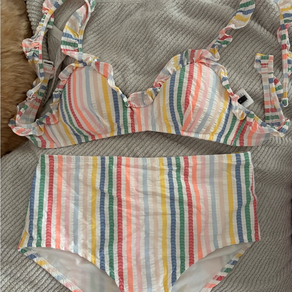 J. Crew Striped Multicolor Bikini Set